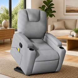 Power Lift Grey Fabric Recliner Chair with Massage