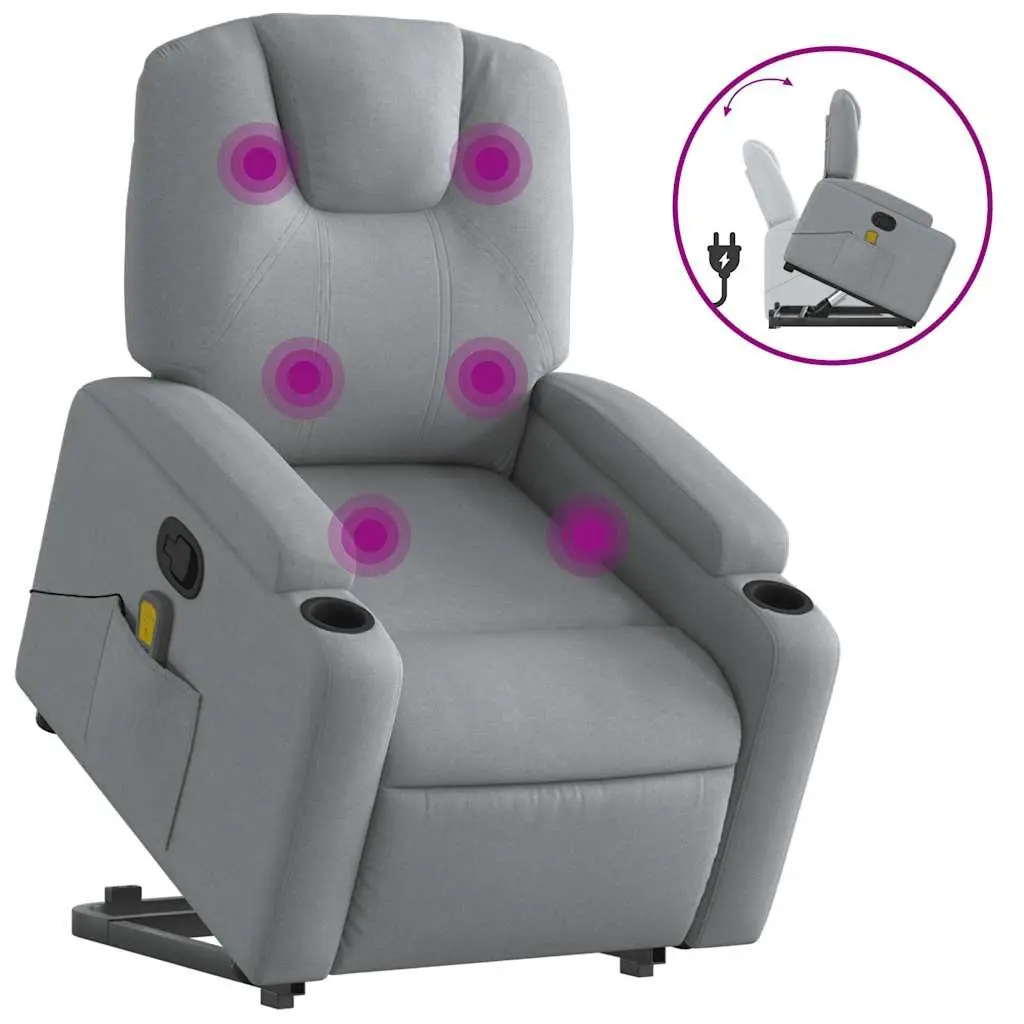 Power Lift Grey Fabric Recliner Chair with Massage
