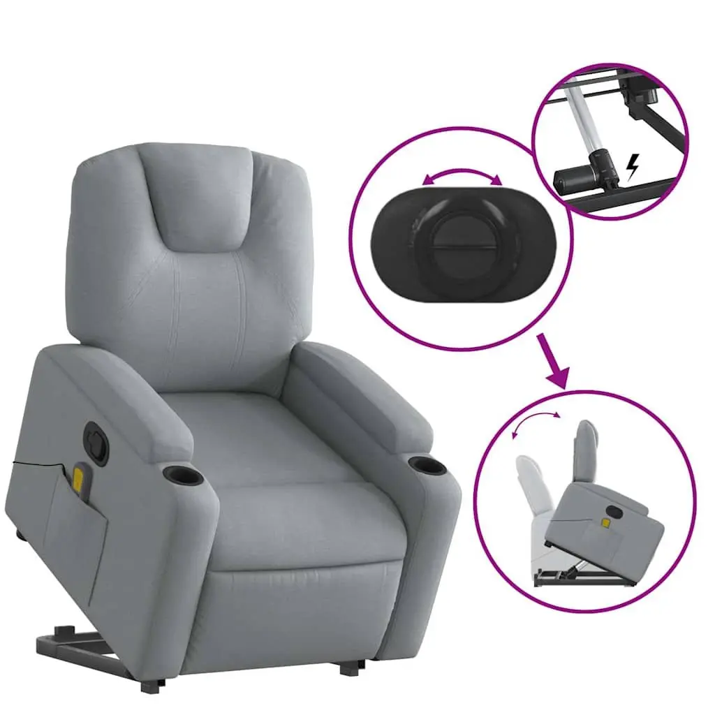 Power Lift Grey Fabric Recliner Chair with Massage