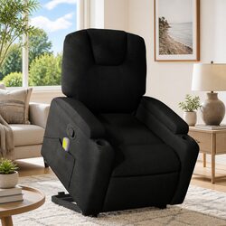 Black Electric Power Lift Recliner with Massage Features