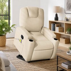 Electric Power Lift Recliner Chair in Cream Fabric