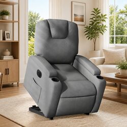 Grey Fabric Electric Recliner Chair with Power Lift