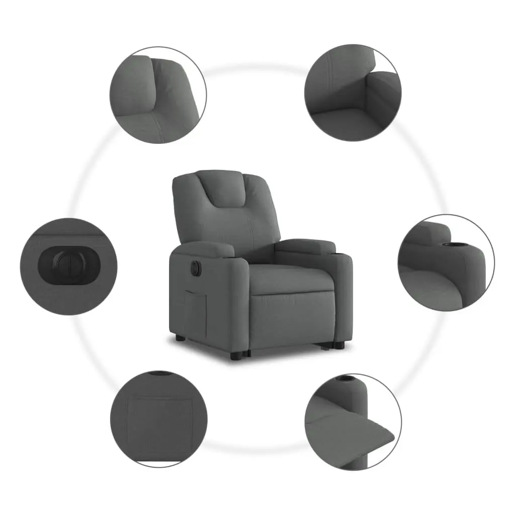 Grey Fabric Electric Recliner Chair with Power Lift