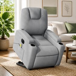 Grey Fabric Electric Stand Up Massage Recliner Chair