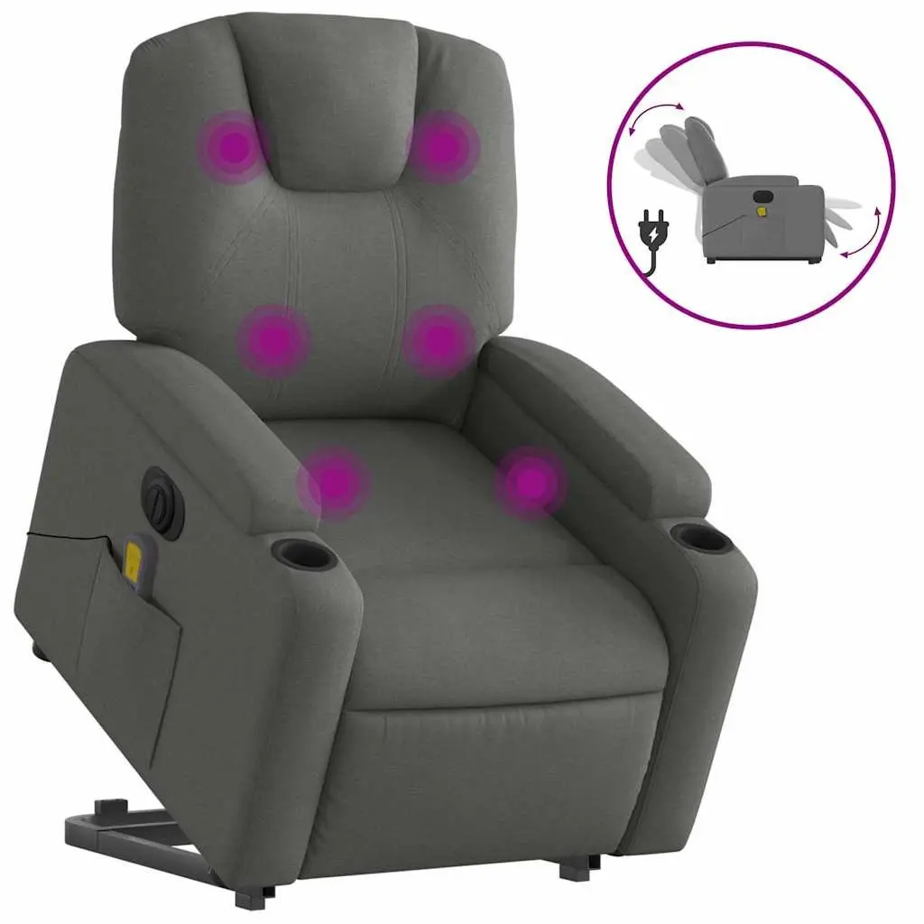 Grey Fabric Electric Recliner Chair with Massage and Lift