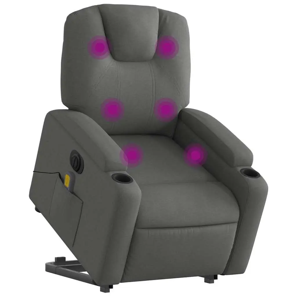 Grey Fabric Electric Recliner Chair with Massage and Lift