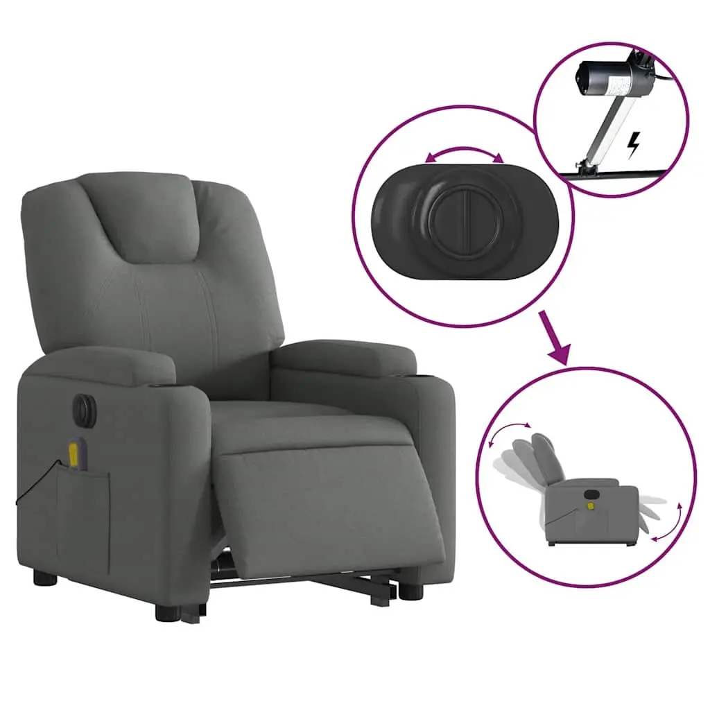 Grey Fabric Electric Recliner Chair with Massage and Lift