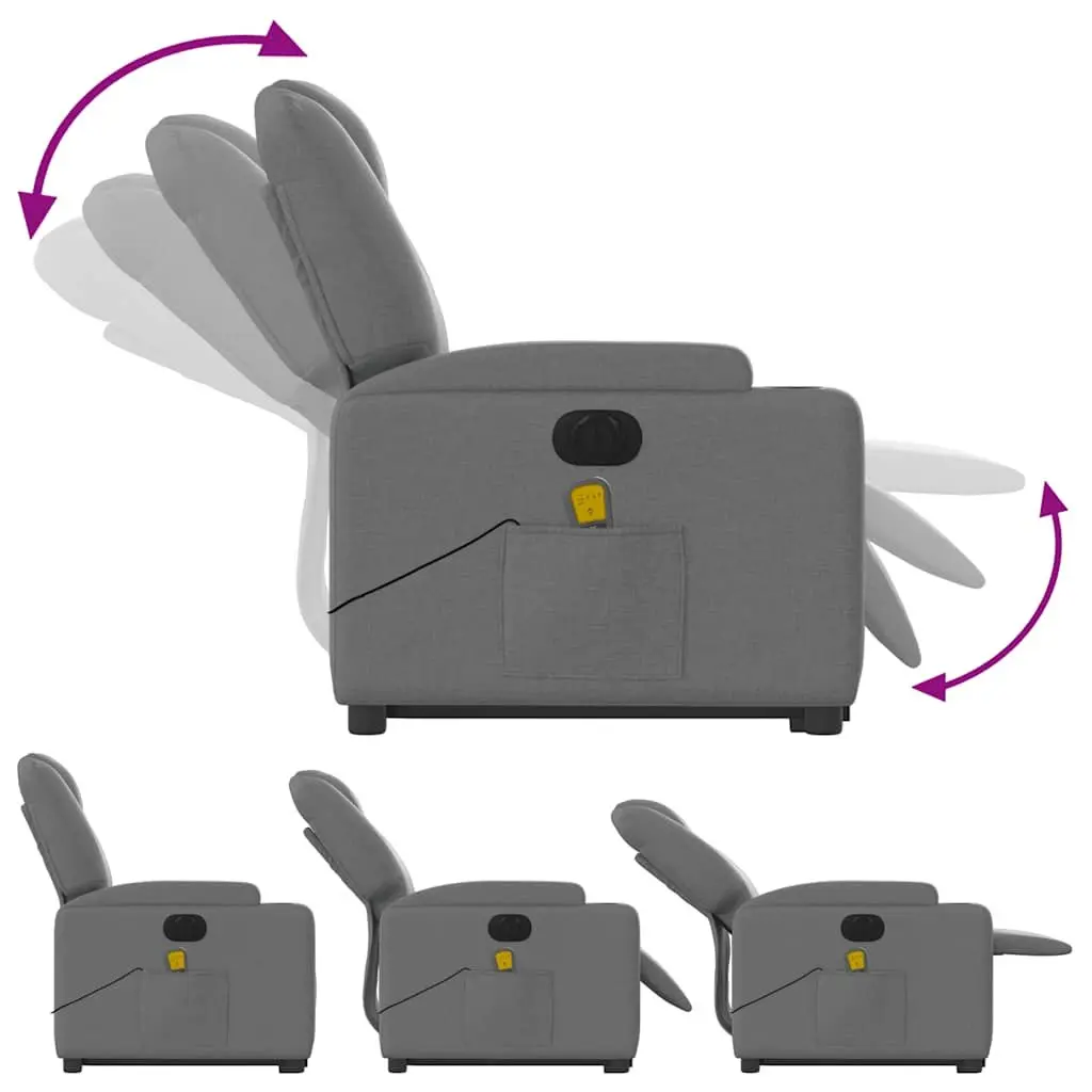 Grey Fabric Electric Recliner Chair with Massage and Lift