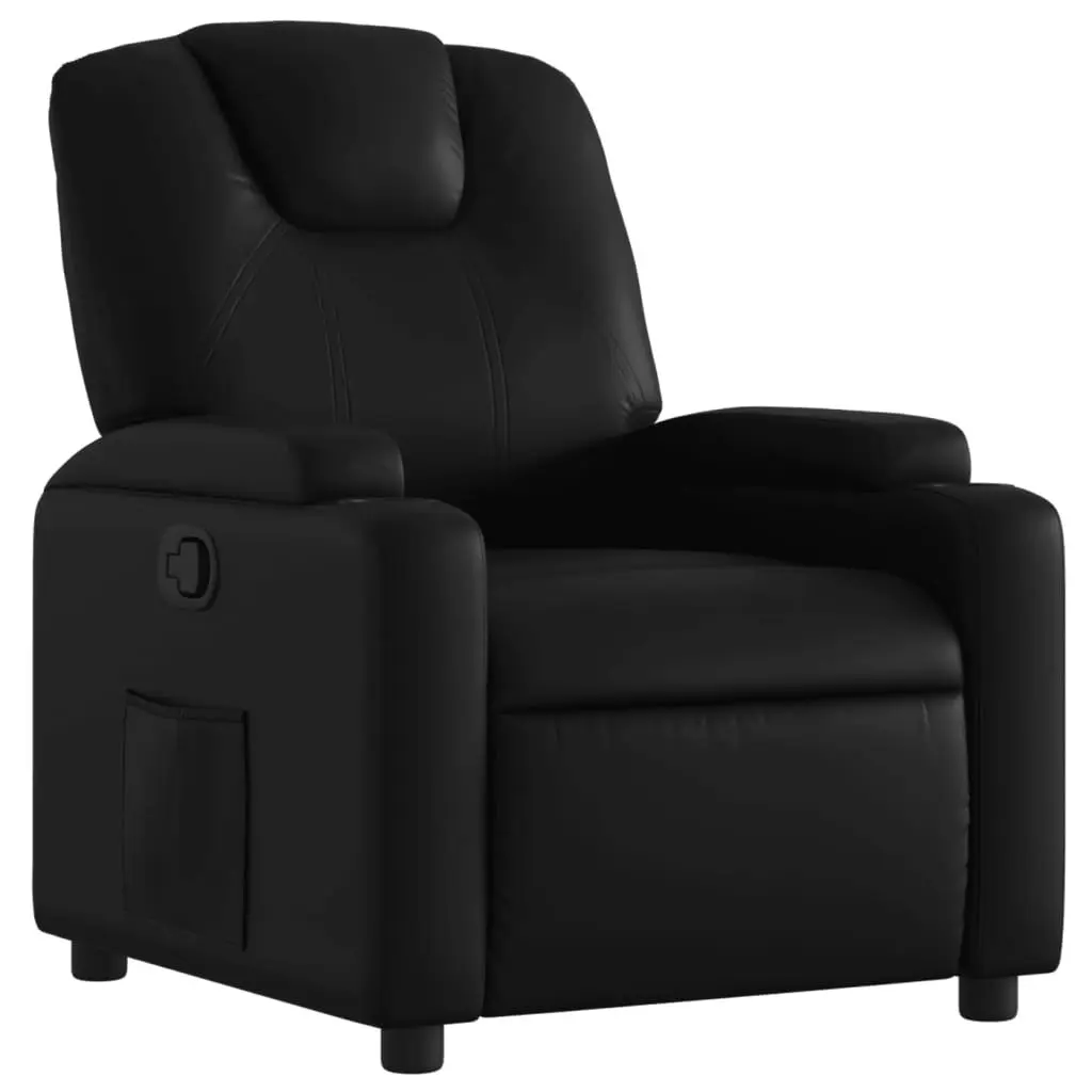 Black Manual Reclining Armchair with Cup Holders