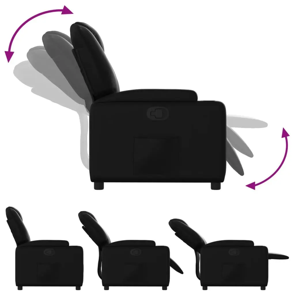 Black Manual Reclining Armchair with Cup Holders
