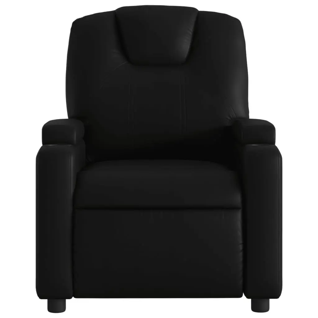 Black Manual Reclining Armchair with Cup Holders