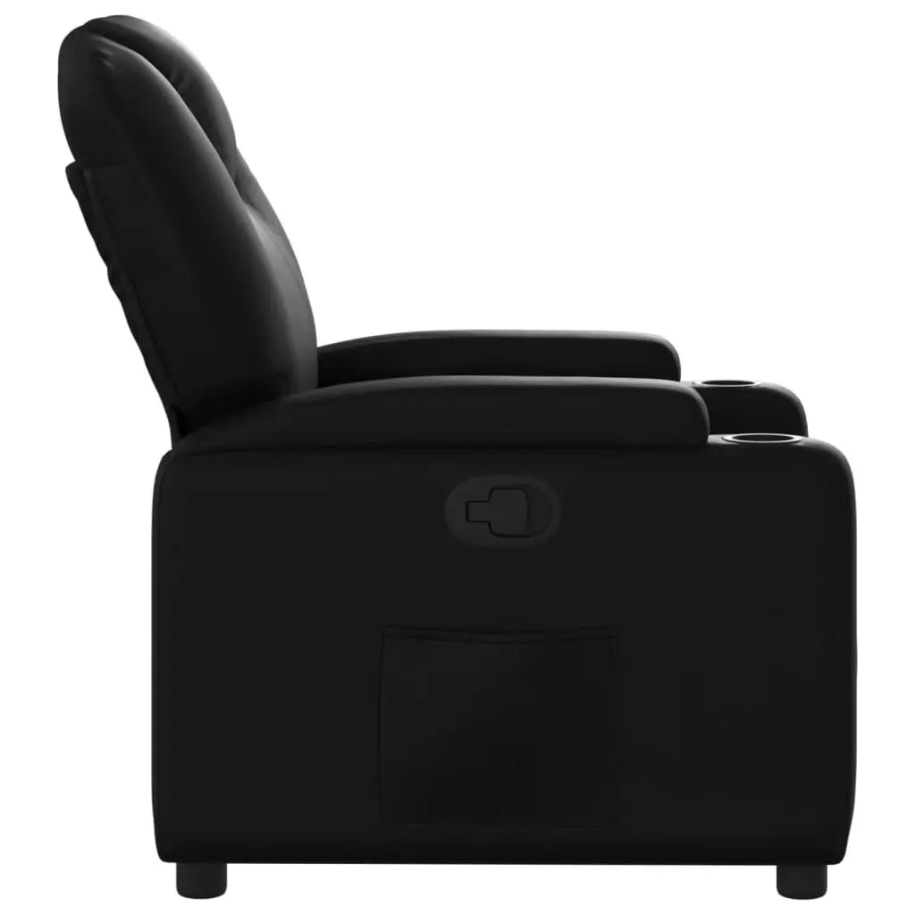 Black Manual Reclining Armchair with Cup Holders