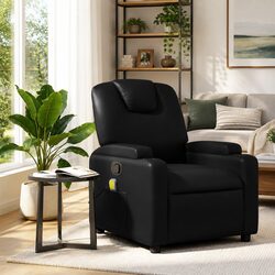 Sturdy Black Faux Leather Massage Recliner Chair