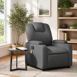 Grey Manual Recline Massage Recliner Chair with 6 Vibration Points