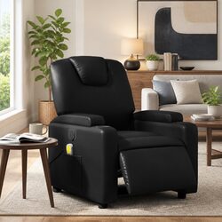 Black Faux Leather Electric Massage Recliner Chair