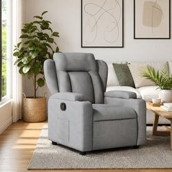 Sturdy Manual Recliner Chair with Cup Holders & Pocket