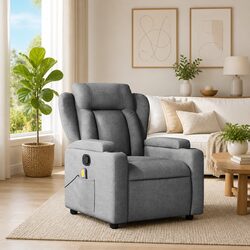Grey Fabric Massage Recliner Chair with Vibration