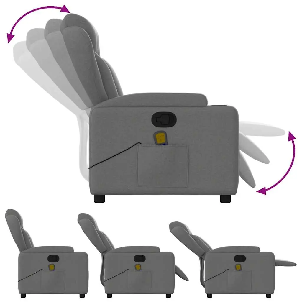 Grey Fabric Massage Recliner Chair with Vibration