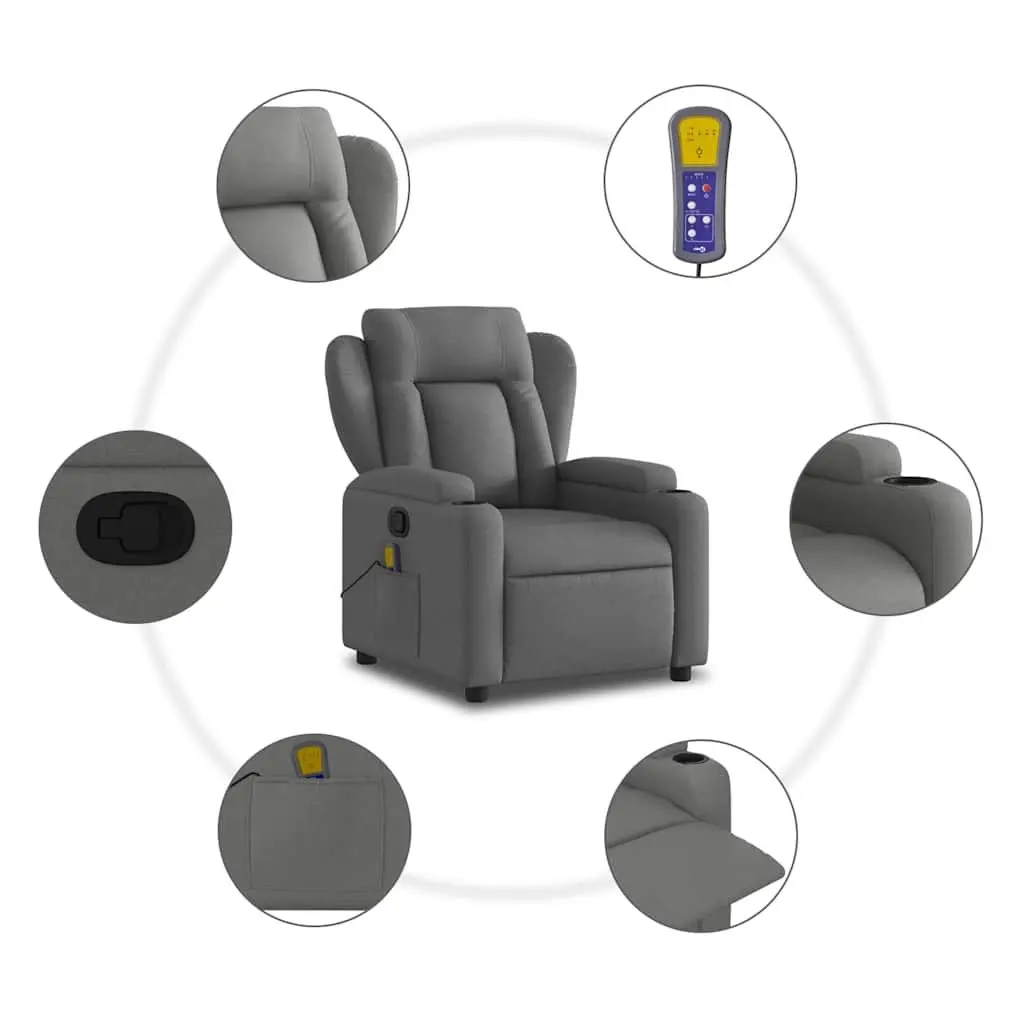 Grey Fabric Massage Recliner Chair with Vibration