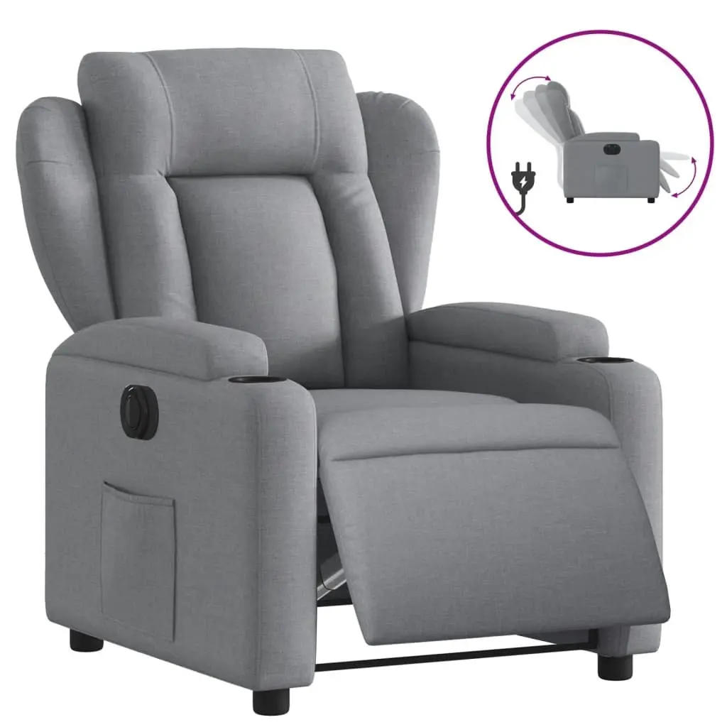 Electric Recliner Chair Fabric Light Grey