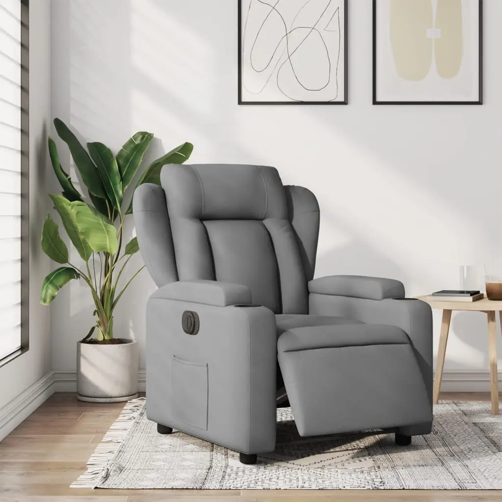 Electric Recliner Chair Fabric Light Grey