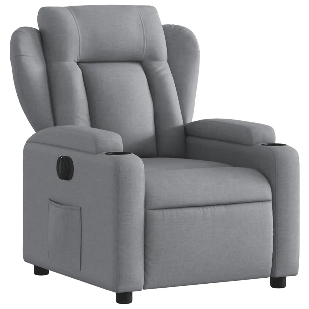 Electric Recliner Chair Fabric Light Grey