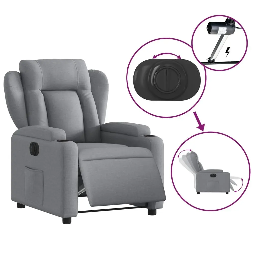 Electric Recliner Chair Fabric Light Grey