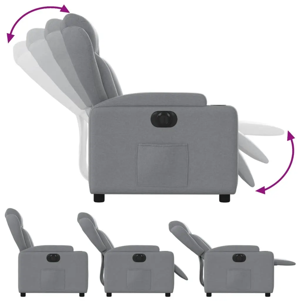 Electric Recliner Chair Fabric Light Grey