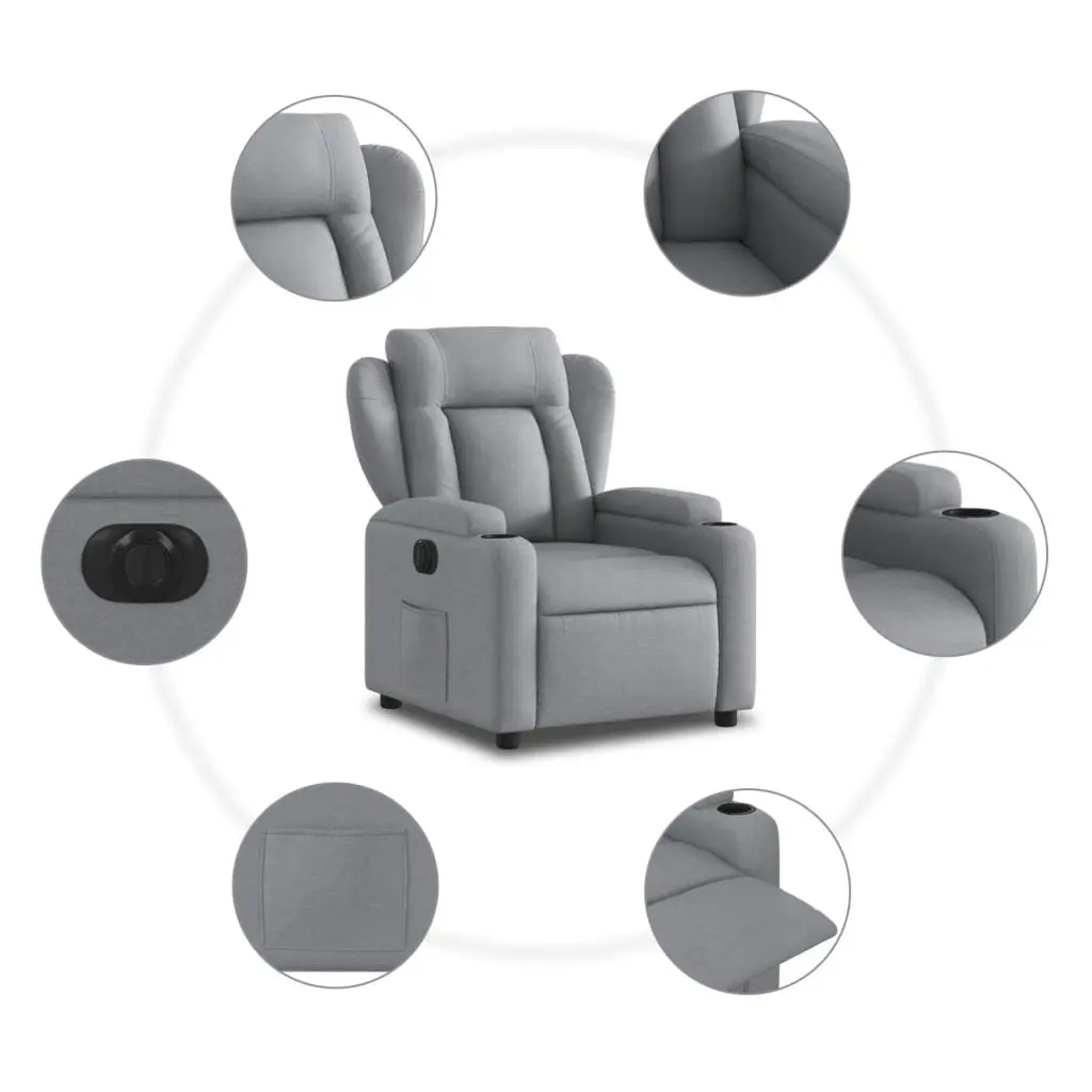 Electric Recliner Chair Fabric Light Grey