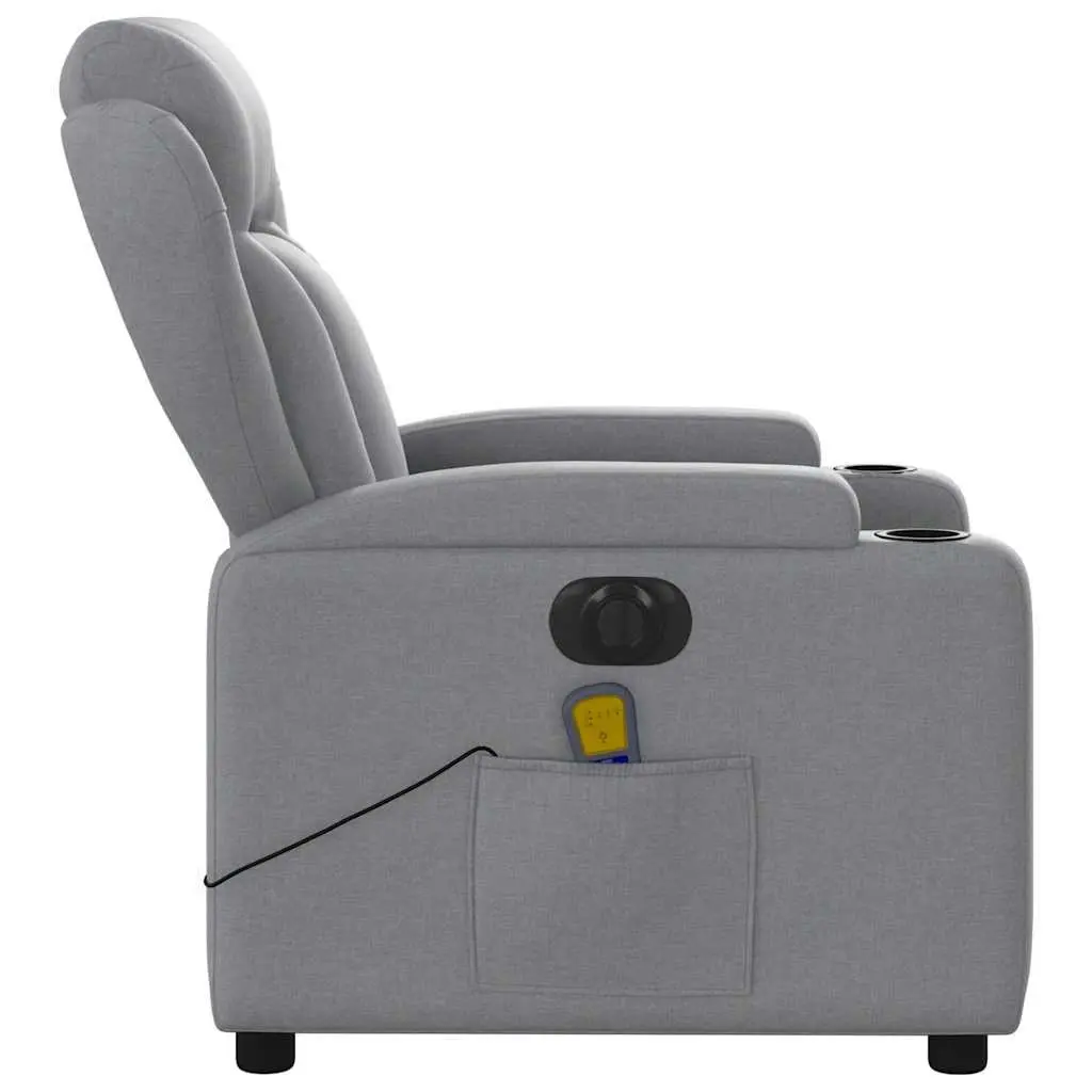Electric Massage Recliner Chair Fabric Grey Adjustable Footrest