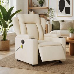 Cream Electric Massage Recliner Chair with Adjustable Features