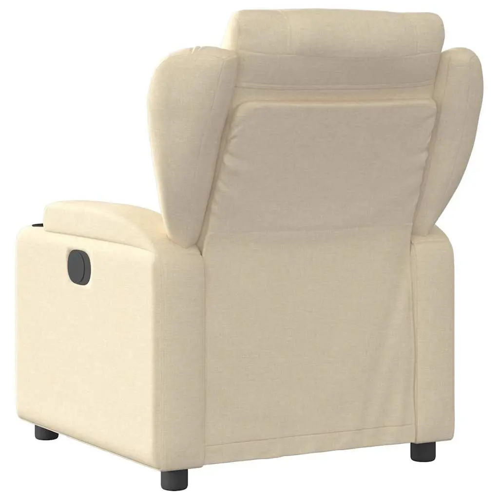 Electric Massage Recliner Chair Fabric Cream Adjustable Armchair