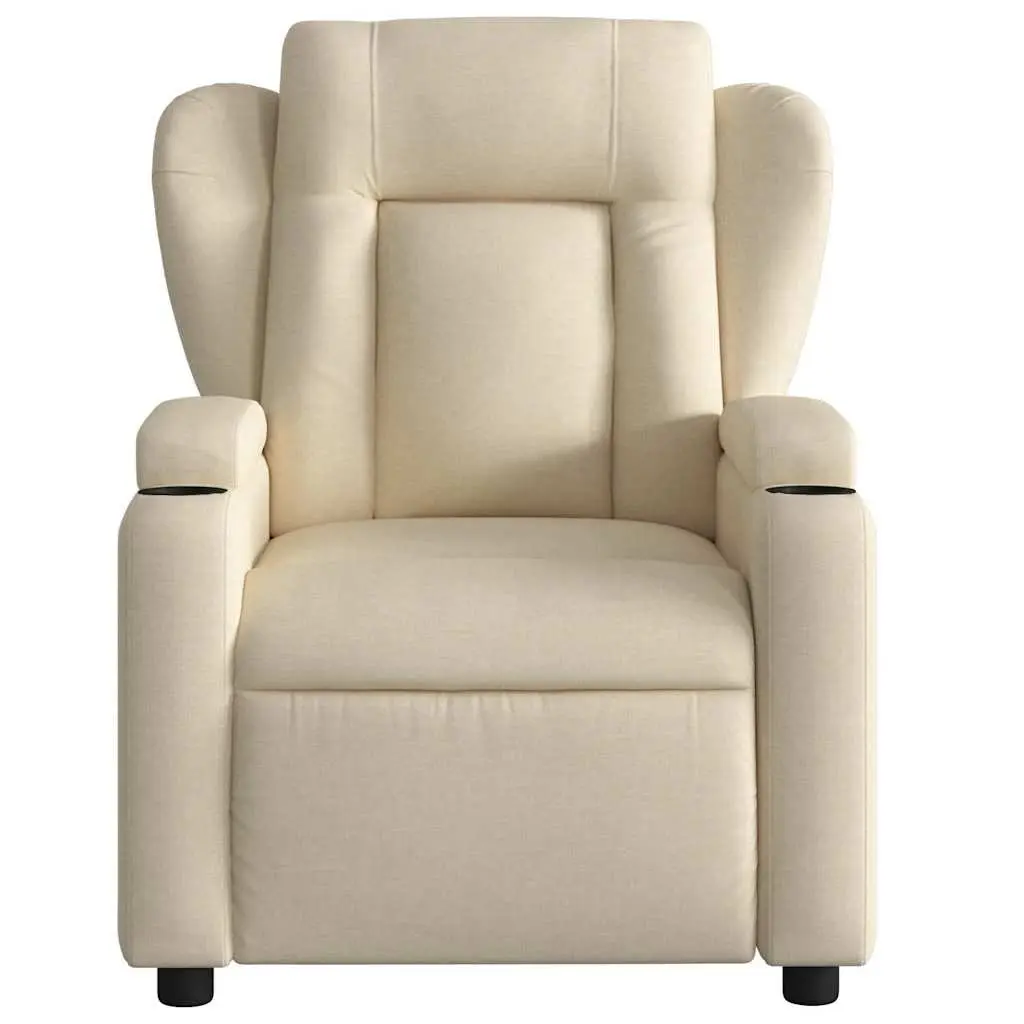 Electric Massage Recliner Chair Fabric Cream Adjustable Armchair