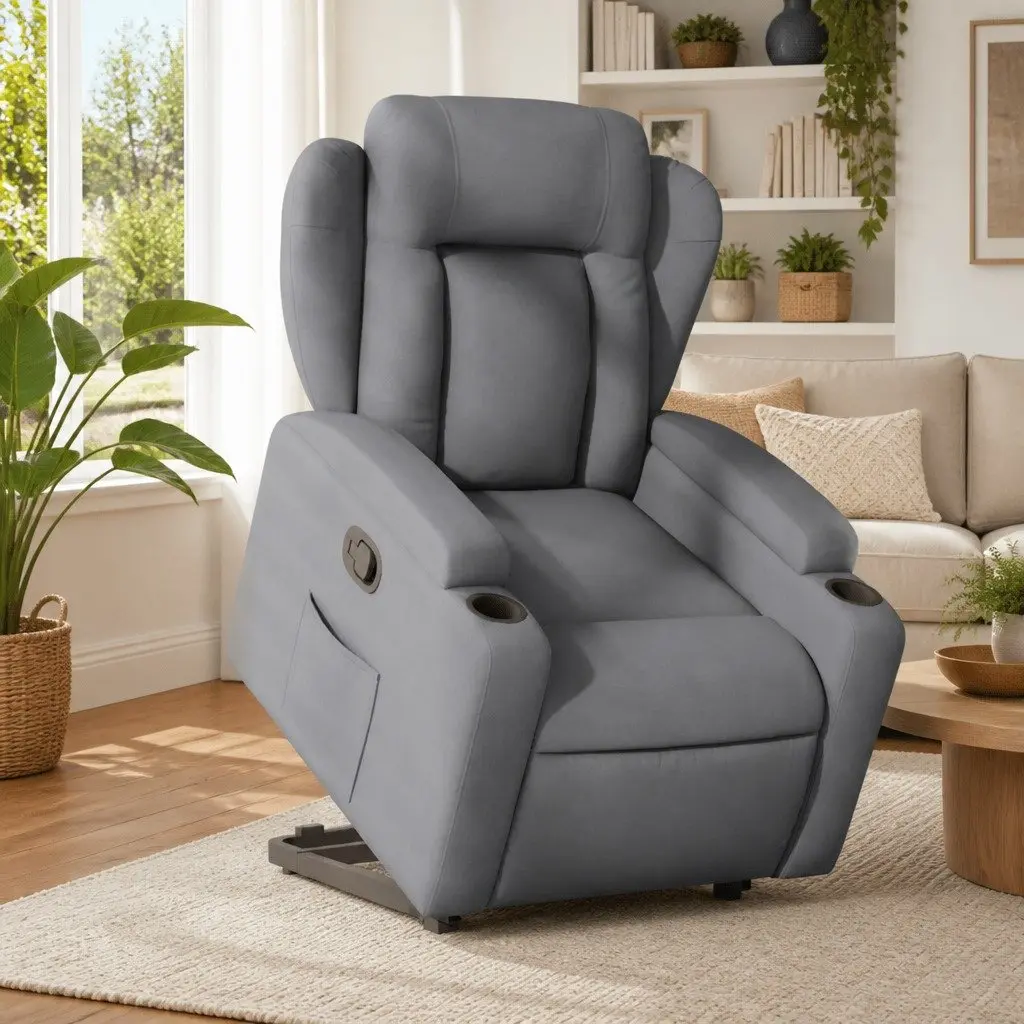 Electric Power Lift Grey Fabric Recliner Chair