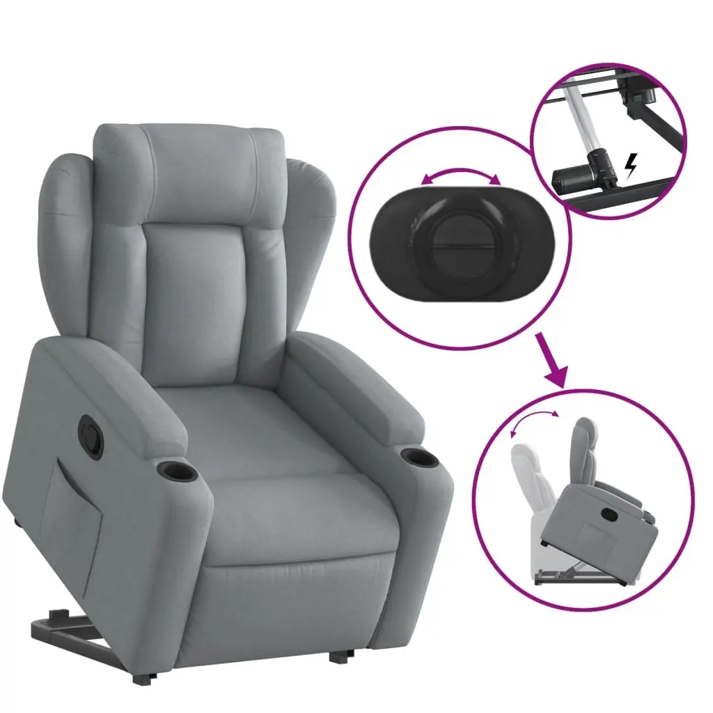 Electric Power Lift Grey Fabric Recliner Chair