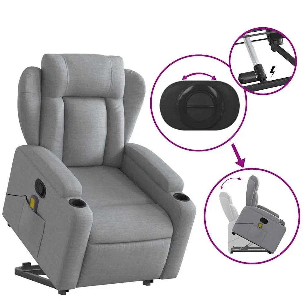 Grey Electric Power Lift Massage Recliner Chair