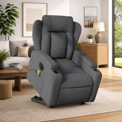 Premium Electric Massage Recliner Chair in Grey Fabric