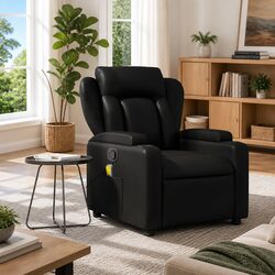 Premium Black Faux Leather Massage Recliner Chair
