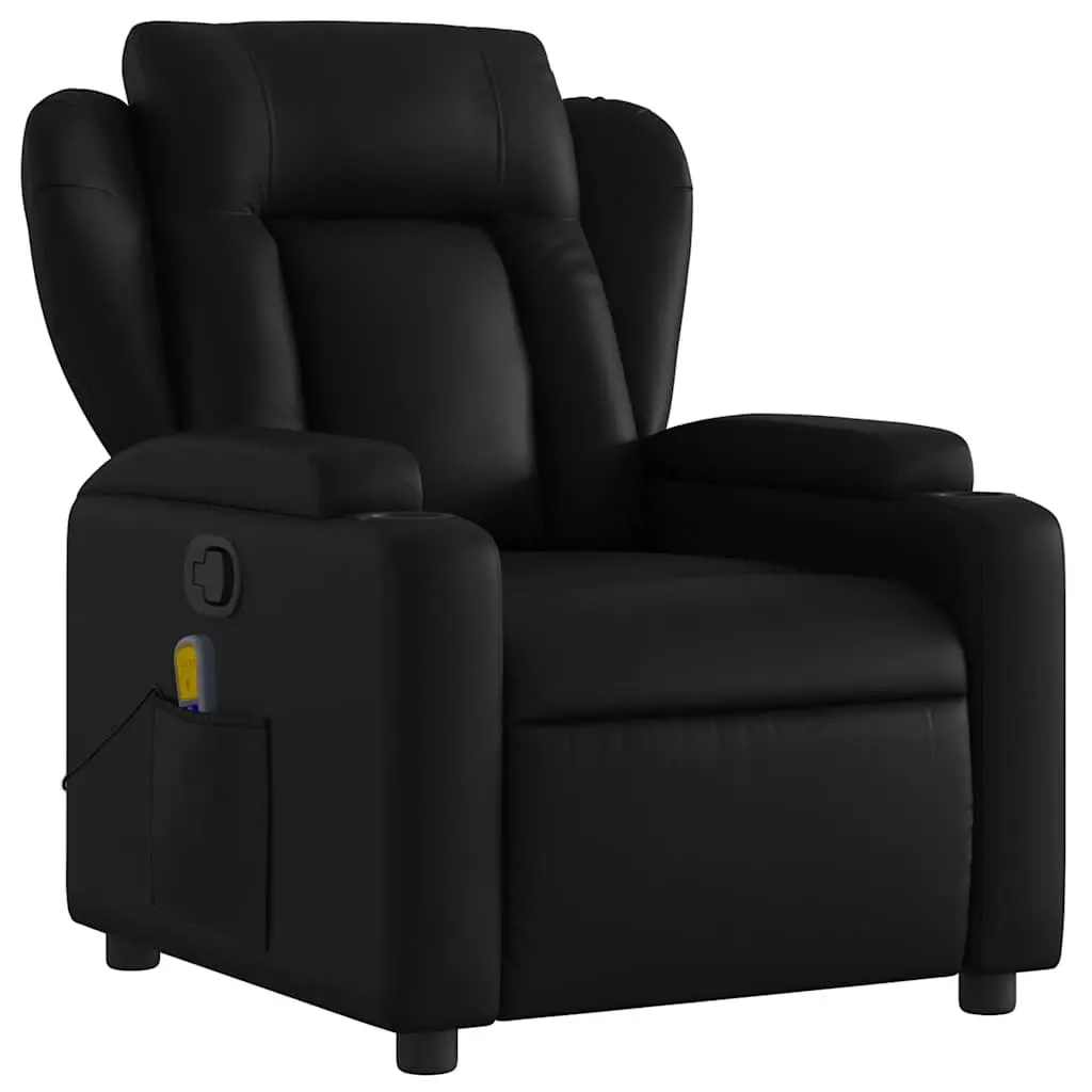 Black Faux Leather Massage Recliner Chair