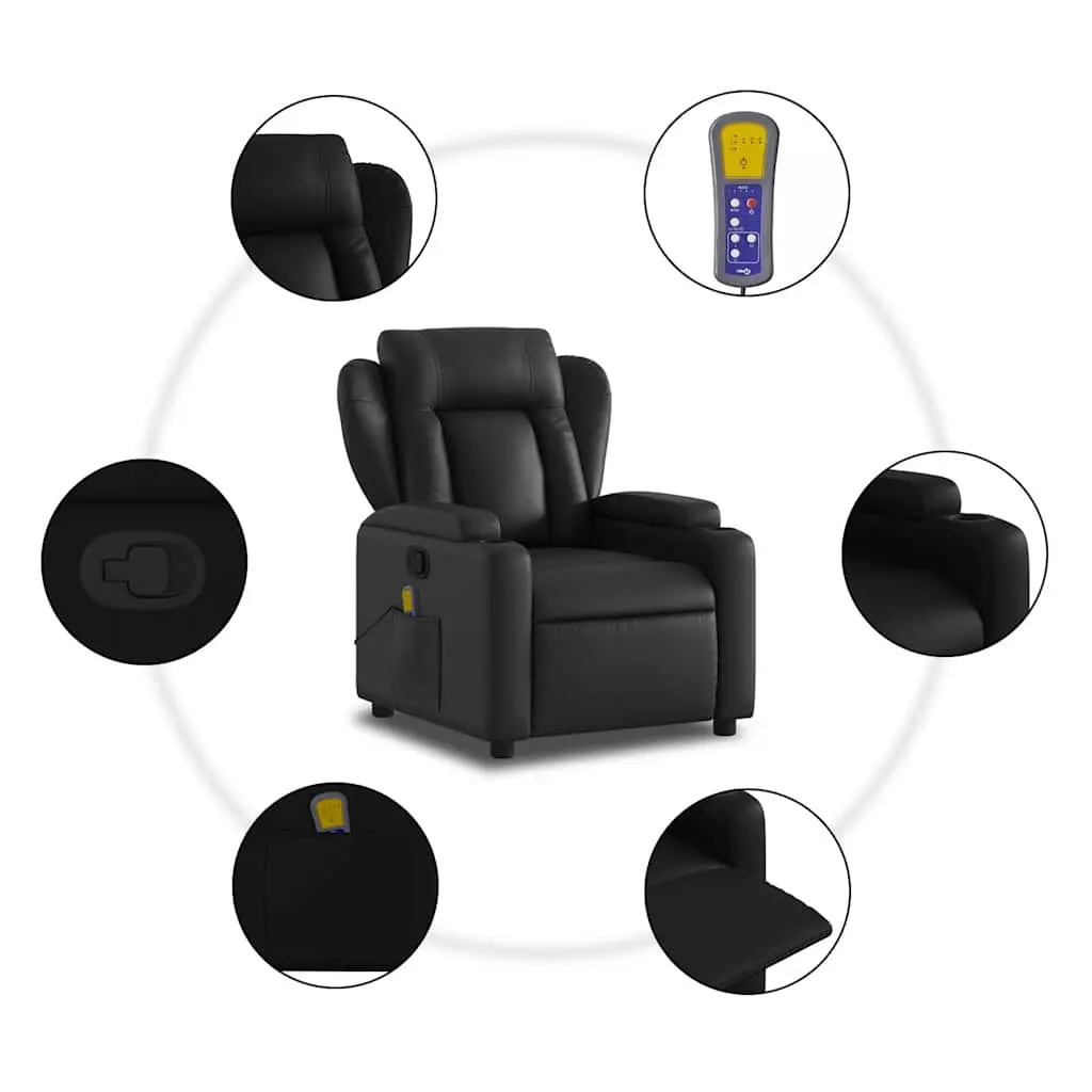 Black Faux Leather Massage Recliner Chair