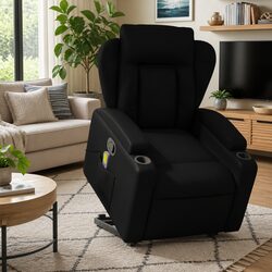 Black Faux Leather Electric Lift Massage Recliner Chair