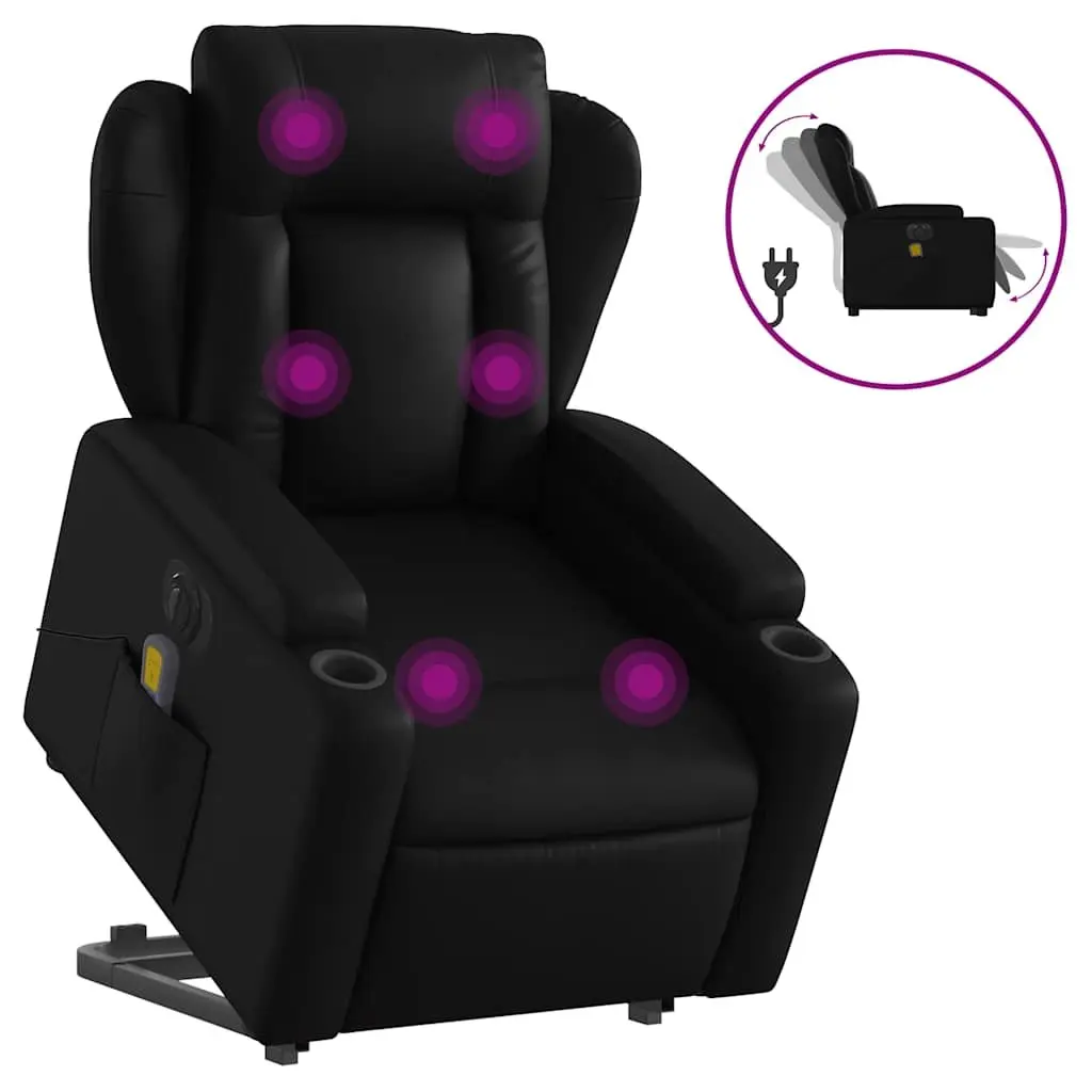 Electric Massage Recliner Chair in Black Faux Leather