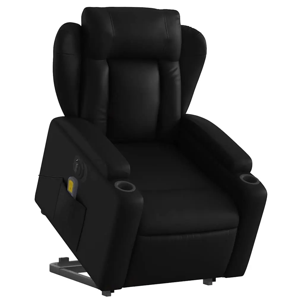 Electric Massage Recliner Chair in Black Faux Leather