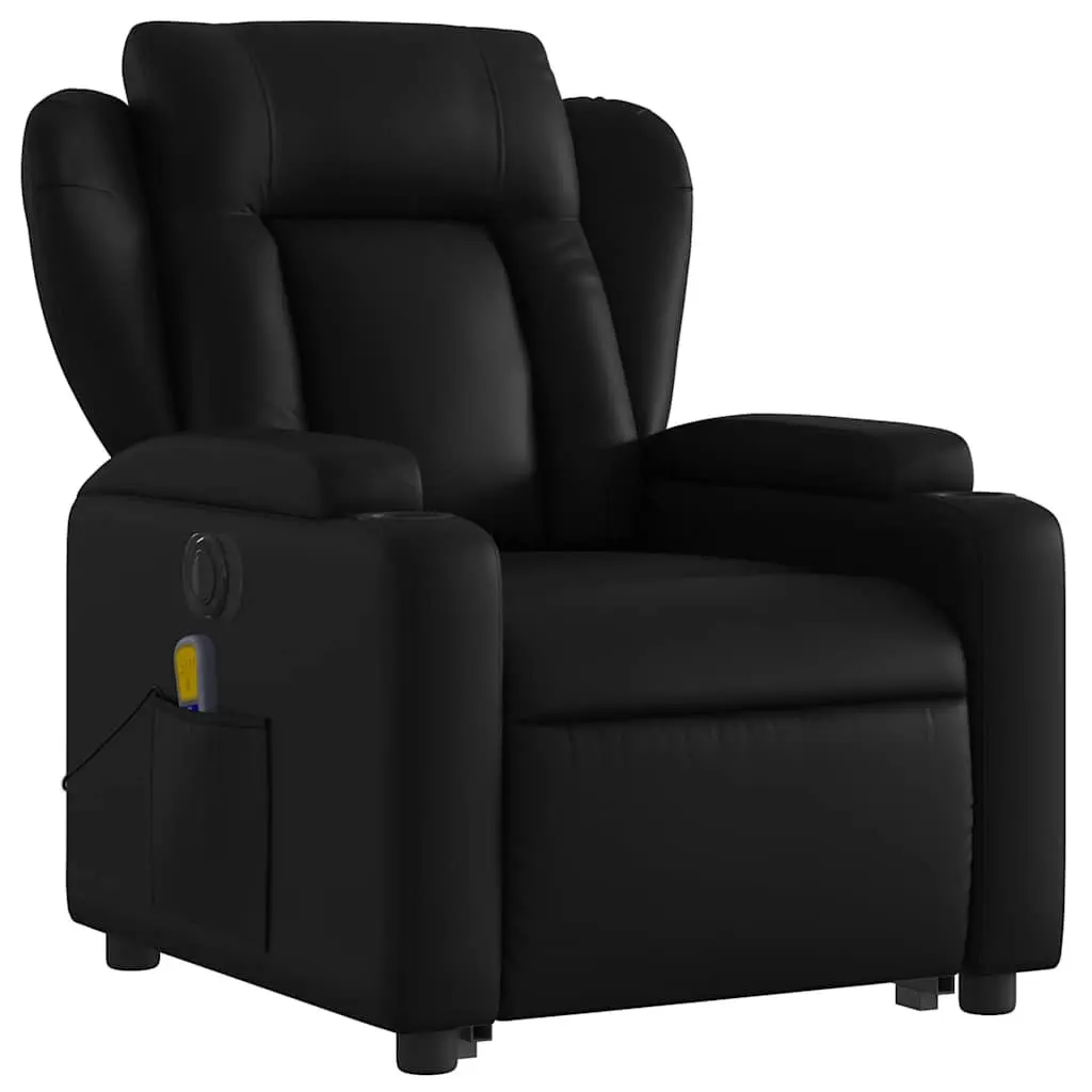 Electric Massage Recliner Chair in Black Faux Leather