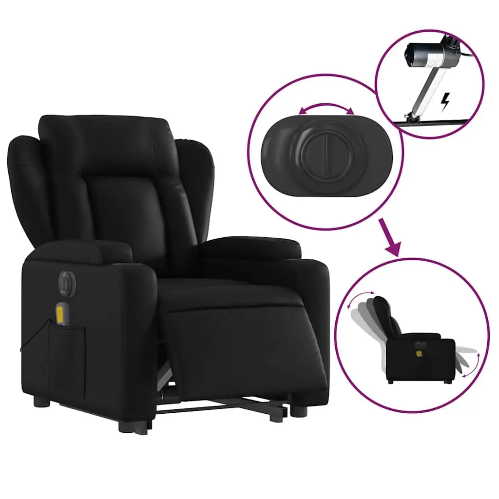 Electric Massage Recliner Chair in Black Faux Leather