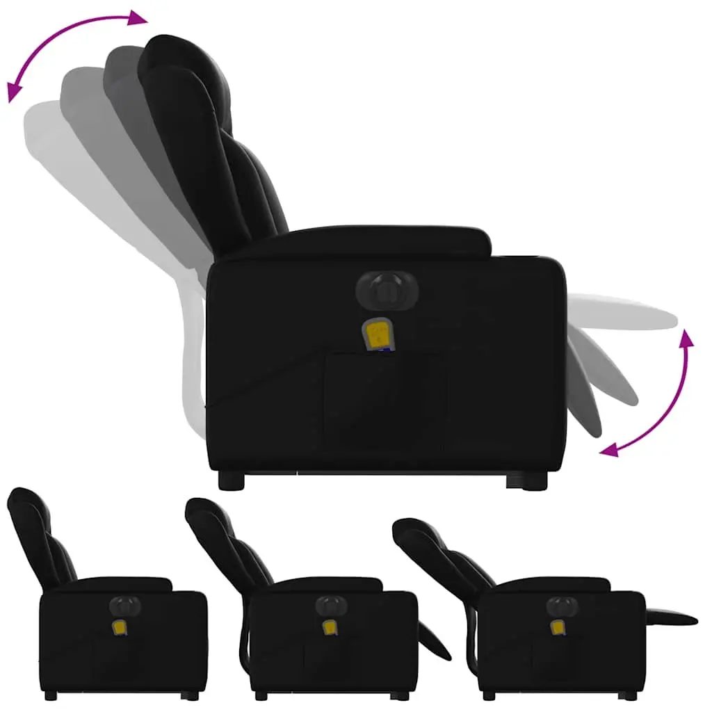 Electric Massage Recliner Chair in Black Faux Leather