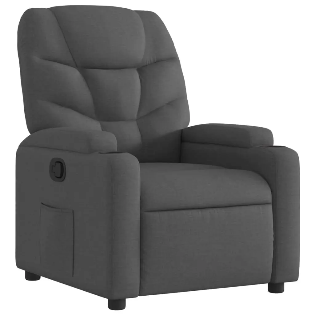 Recliner Chair Manual Reclining Grey Fabric Armchair
