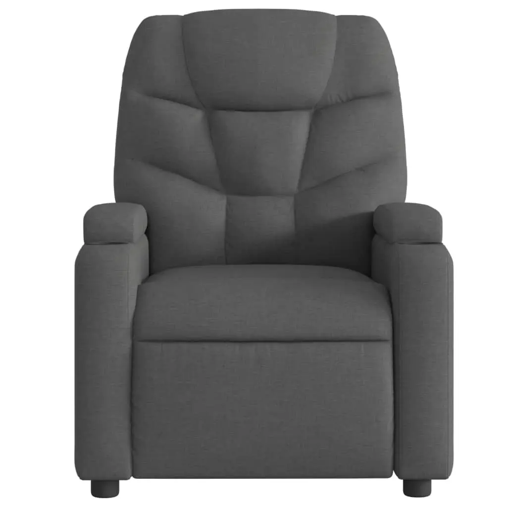 Recliner Chair Manual Reclining Grey Fabric Armchair