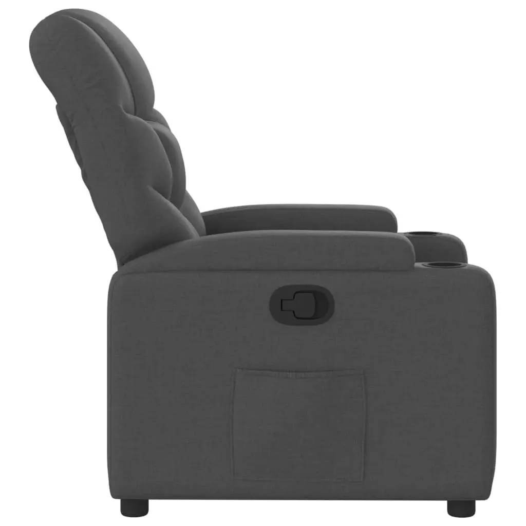 Recliner Chair Manual Reclining Grey Fabric Armchair