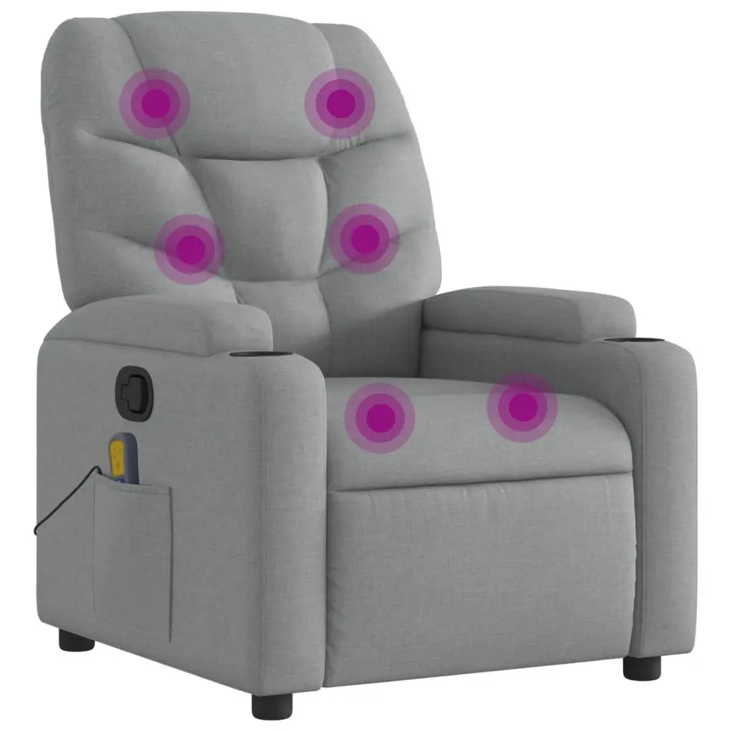 Massage Recliner Chair Fabric Grey Adjustable Footrest Vibration Armchair